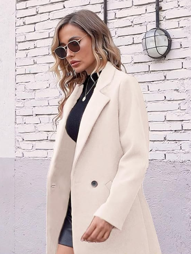 Read more about the article Hooever Women’s Winter Wool Coat | Casual Notch Lapel Peacoat